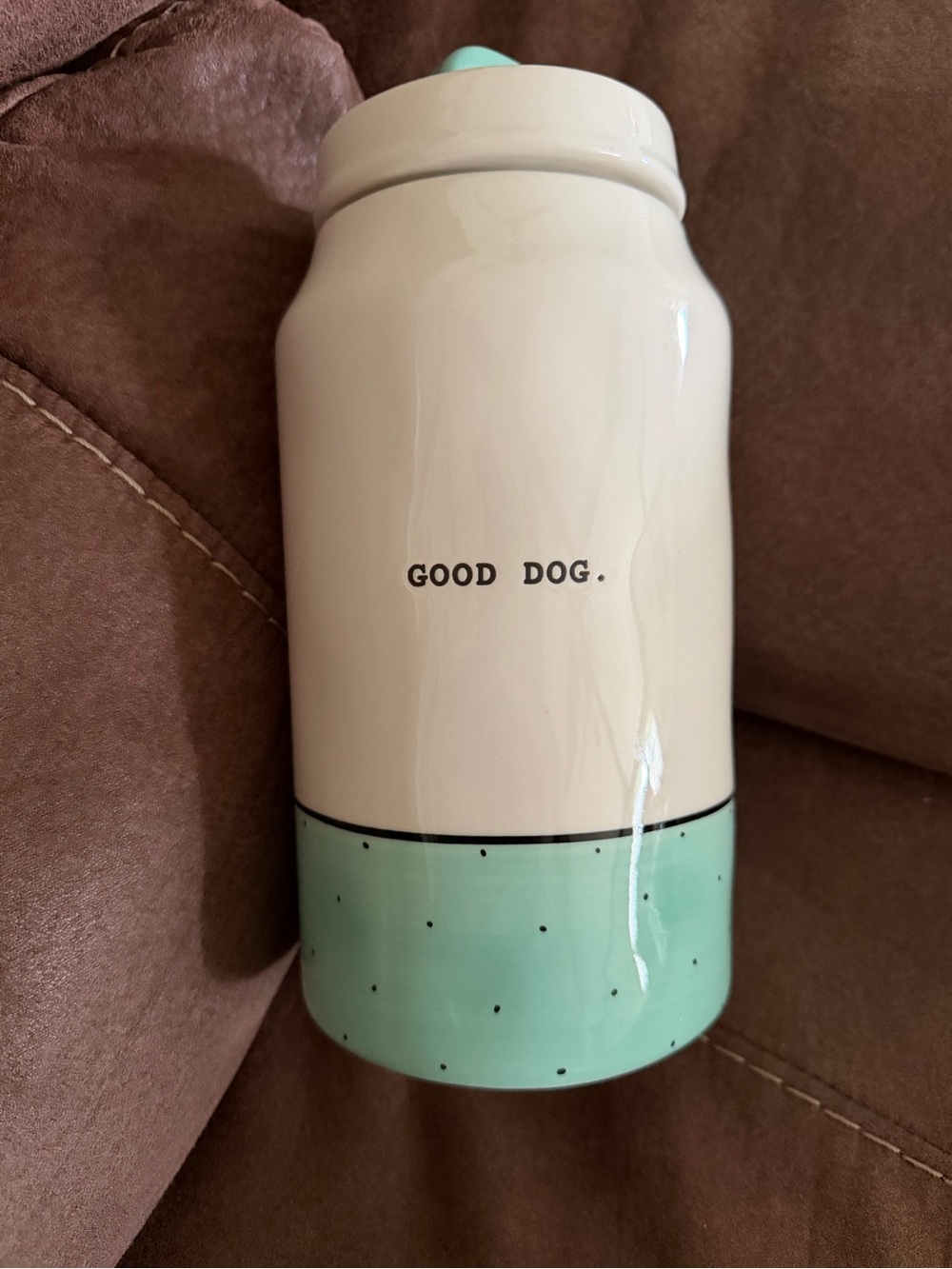 Rae Dunn Good Dog Ceramic Pet Treat Jar - Cream and Mint